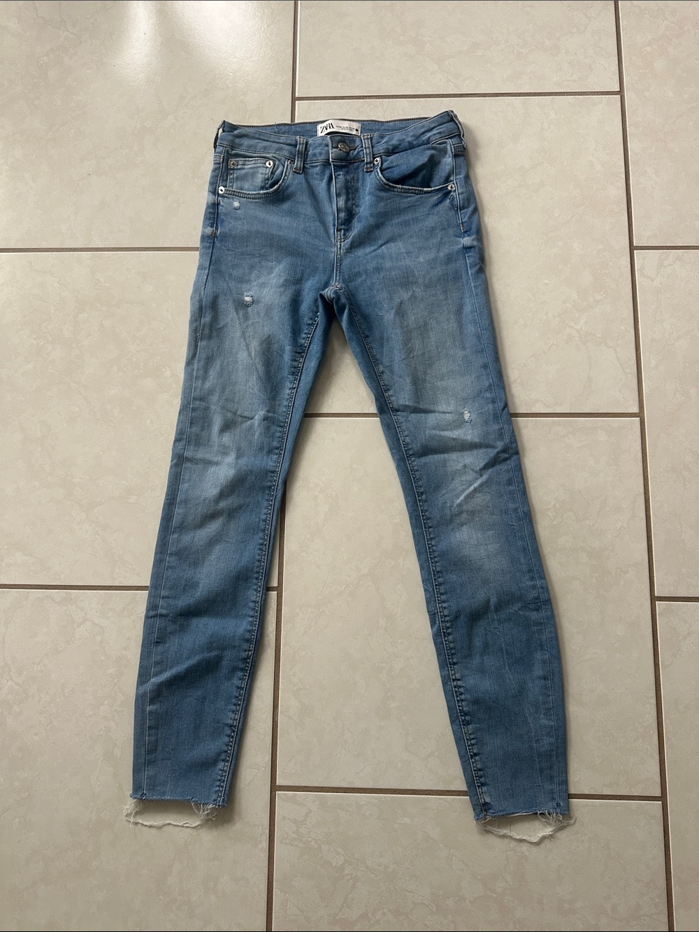 Zara Blue Distressed Skinny Jeans